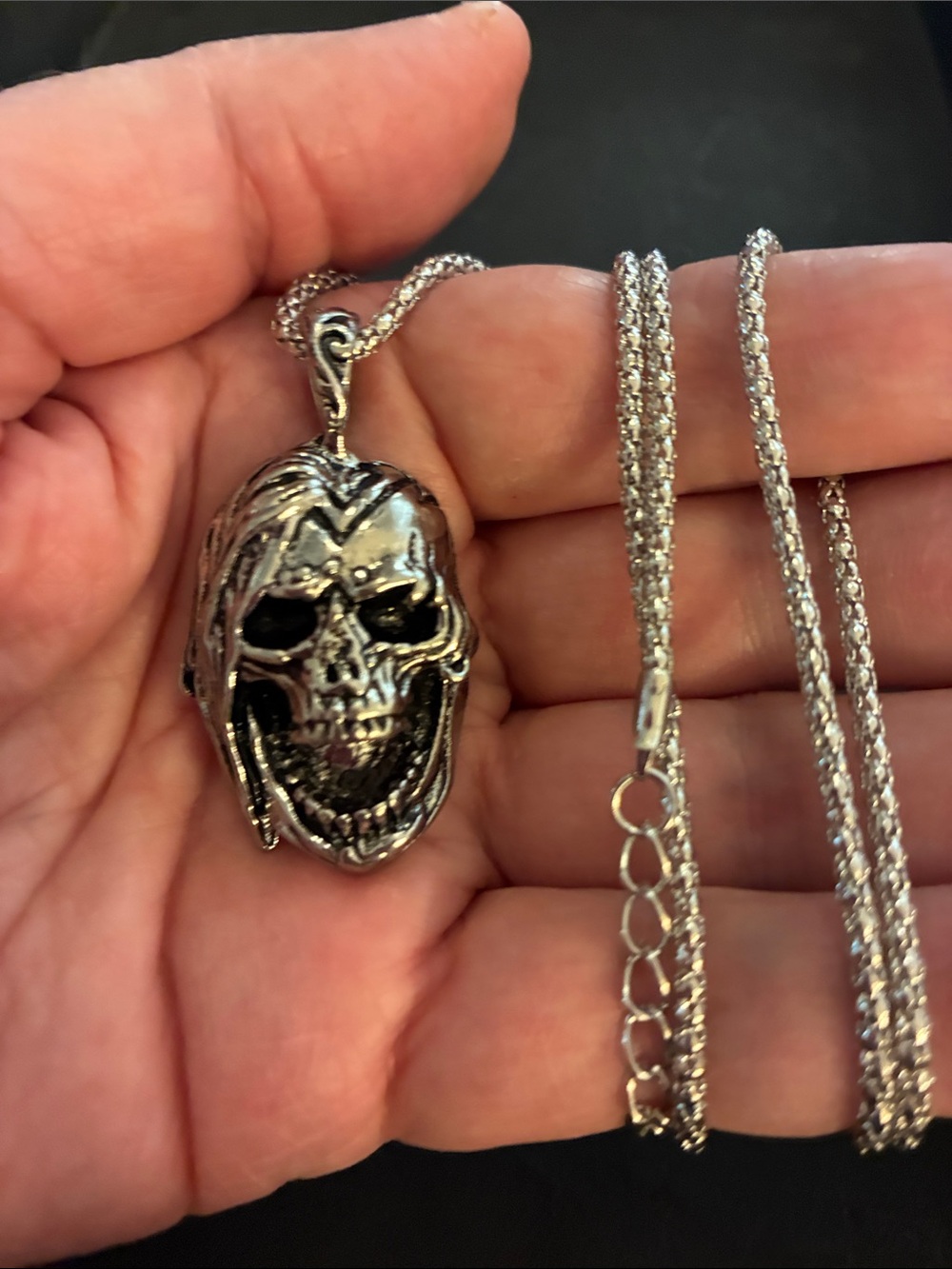 Men's Silver Skull Pendant Gothic Chain Jewelry